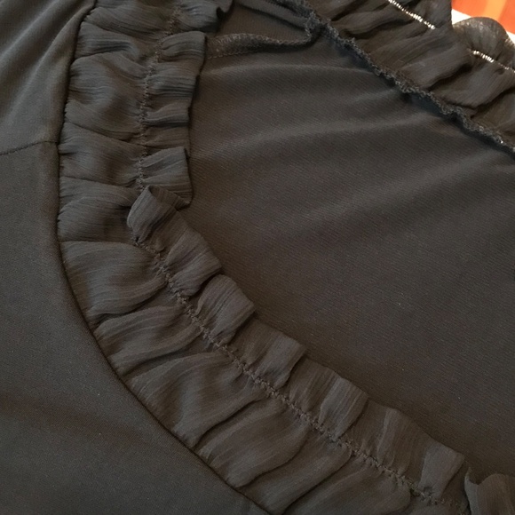 COVINGTON Ruffle Round Neck Black Short Sleeve Blouse Women’s Plus Size 26 2X - Picture 7 of 16